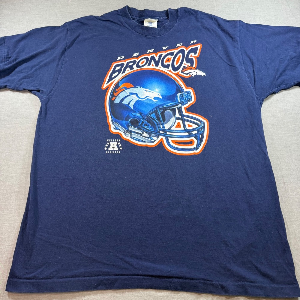 Pro Player Denver Broncos T-Shirt Mens XXL Navy Blue Excellent Vintage 90s NFL